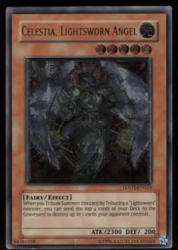 Celestia, Lightsworn Angel LODT-EN024 Ultimate Rare EURO Error Back YU-GI-OH - Image 1