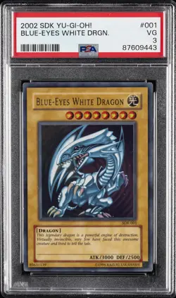 2002 YU-GI-OH! STARTER DECK: KAIBA #001 BLUE-EYES WHITE DRAGON PSA 3 - Image 1