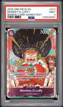 2025 One Piece Monkey D. Luffy Bandai Card Fest PSA 9 ‼ - Image 1