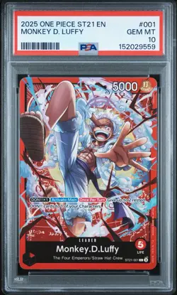2025 ONE PIECE STARTER DECK ST21-EX GEAR 5 #001 MONKEY D. LUFFY PSA 10 - Image 1