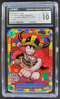 2025 ONE PIECE JP MONKEY D. LUFFY PROMO P-110 ONE PIECE DAY CGC 10 D PT - Image 1