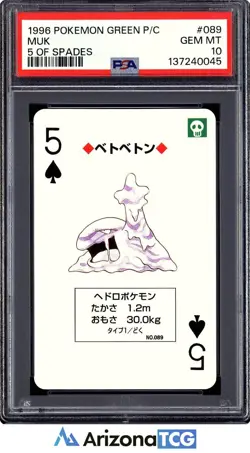 Pokemon 1996 Muk 089 5 Of Spades Green Playing Card Japanese GEM MINT PSA 10 - Image 1