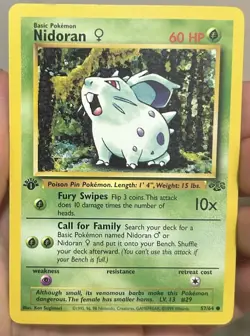 Pokemon Nidoran F 57/64 Jungle 1st Edition Regular Common 60 HP English TCG Card - Image 1