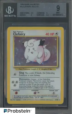 1999 POKEMON BASE SET UNLIMITED #5 CLEFAIRY-HOLO BGS 9 - Image 1