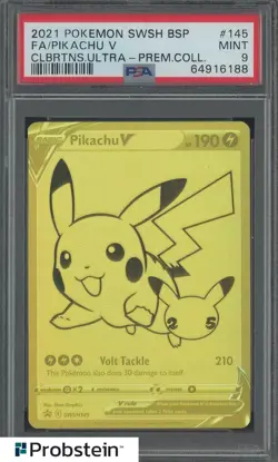 2021 POKEMON SWSH BLACK STAR PROMO #145 FULL ART/PIKACHU V PSA 9 - Image 1