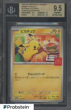 2025 Pokemon Mega Evolutions McDonalds Promo Japanese 020MP Pikachu BGS 9.5 #4 - Image 1