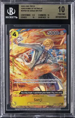 2023 ONE PIECE KINGDOMS OF INTRIGUE PAR #OP04-104 SANJI BGS 10 - Image 1