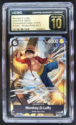 2023 ONE PIECE MONKEY D. LUFFY PROMO P-035 PIRATE PARTY CGC 10 PRISTINE D PT - Image 1