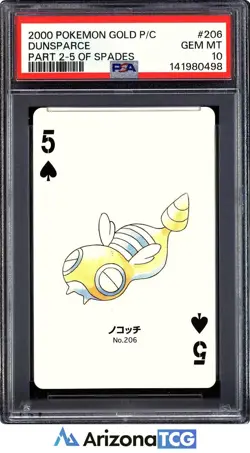 Pokemon 2000 Dunsparce 206 5 Of Spades Gold Playing Card Japanese GEM MT PSA 10 - Image 1