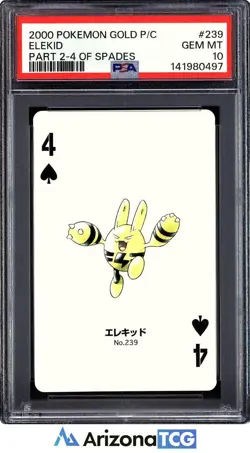Pokemon 2000 Elekid 239 4 Of Spades Gold Playing Card Japanese GEM MINT PSA 10 - Image 1