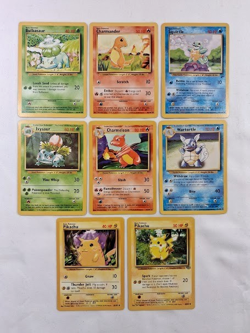 Vintage Pokemon Base Set Card Lot – Starters Pikachu Eevee Bulbasaur Charmander - Image 1