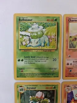 Vintage Pokemon Base Set Card Lot – Starters Pikachu Eevee Bulbasaur Charmander - Image 2