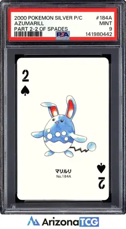 Pokemon 2000 Azumarill 184A 2 Of Spades Silver Playing Card Japanese PSA 9 - Image 1