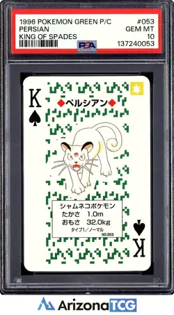 Pokemon 1996 Persian 053 King Of Spades Green Playing Card Japanese PSA 10 - Image 1