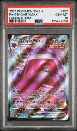 2021 Pokemon TCG Gengar VMAX Fusion Strike 157/264 Full Art Card PSA 10 GEM MINT - Image 1