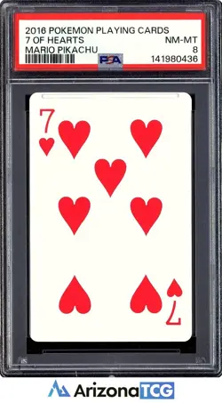Pokemon 2016 Mario Pikachu 7 Of Hearts Playing Cards Japanese PSA 8 - Image 1