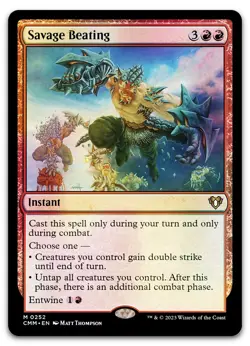 Savage Beating #252 (Foil) (NM) Commander Masters CMM Magic MTG - Image 1