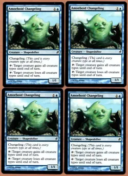 MTG Magic The Gathering 4x Amoeboid Changeling - Lorwyn (LRW) Blue Playset NM - Image 1