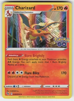 Charizard 010/078 Holo Rare Pokemon GO Pokemon Near Mint - Image 1