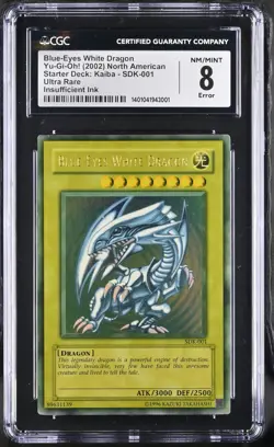 Blue-eyes White Dragon SDK-001 Heavy-Max Faded ERROR Yu-gi-oh! CGC 8 *001 - Image 1