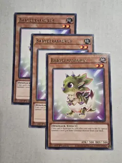 x3 Babycerasaurus Rare 3x WISU-EN013 NM 1st Ed Yu-Gi-Oh! - Image 1