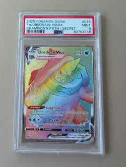 2020 Pokemon Champions Path FA Secret Rainbow Rare Drednaw VMAX 75/73 PSA 9 - Image 1