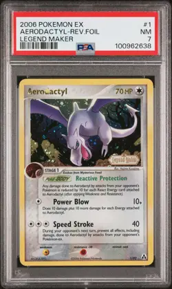 2006 POKEMON EX LEGEND MAKER AERODACTYL #1 REVERSE PSA 7 NM #100962638 - Image 1