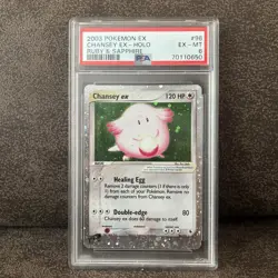 2003 POKEMON EX RUBY & SAPPHIRE #96 CHANSEY EX-HOLO PSA 6 - Image 1