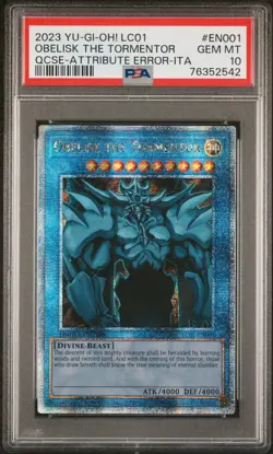 PSA 10 Yugioh 2023 Obelisk the Tormentor LC01-EN001 Quarter Century Secret Rare - Image 1