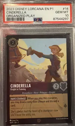 Disney Lorcana Cinderella Code Foil Promo Knight In Training PSA 10 Gem Mt - Image 1