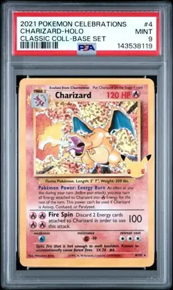 Pokemon Charizard Celebrations Classic Collection Holo Card PSA 9 Gem Mint - Image 1