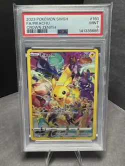 Pokemon TCG PSA 9 Pikachu 160/159 SWSH Crown Zenith Holo Card - Image 1