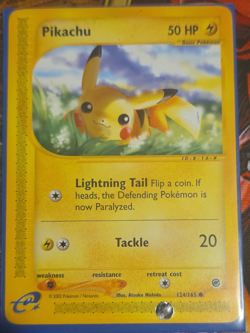 Pokemon Pikachu Regular Common 124/165 Expedition Base Set 50 HP Card - Image 1