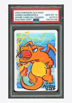 Pokemon PSA 10 AUTO 9 Spare Card Charizard Agnes Garbowska 2023 Old Maid JPN - Image 1