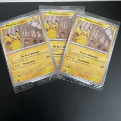 3x Sealed Pikachu At The Museum Natural History Museum Jumbo Pokemon Promo Card - Image 1