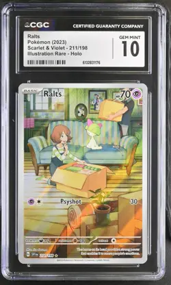 CGC GEM MINT 10 Ralts IR #211/198 S&V Base Set 2023 Pokemon Card - Image 1
