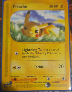 Pokemon Pikachu 50 HP Common Basic Regular 124/165 Expedition Base Set 2002 Card - Image 1