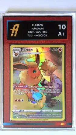 Pokemon Card Flareon TG01 Brilliant Stars Trainer Gallery Graded Ambr 10 Red - Image 1
