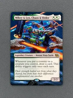 Mikey & Leo, Chaos & Order Teenage Mutant Ninja Turtles Hand Painted Altered Art - Image 1
