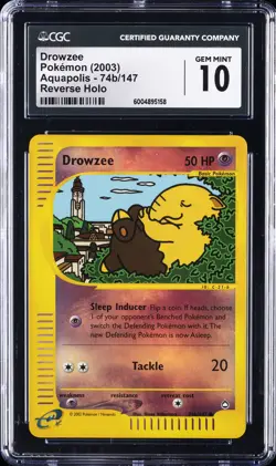2003 POKEMON AQUAPOLIS REVERSE HOLO #74B DROWZEE CGC 10 GEM MINT - Image 1