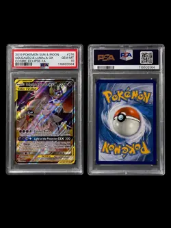 Pokemon Cosmic Eclipse Solgaleo & Lunala GX 216/236 Full Art Holo PSA 10 2019 - Image 3
