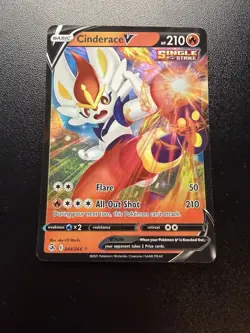 Cinderace V 044/264 Holo V Rare Fusion Strike Pokemon Holo Near Mint - Image 1