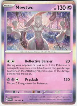 Mewtwo 150/165 Rare 151 Pokemon Holo Near Mint - Image 1