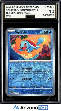 Pokemon 2023 Squirtle 007 Cosmos Reverse Holo 151 Mini Tin 5-Pack GEM MT AGS 10 - Image 1
