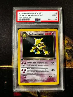 2000 POKEMON TEAM ROCKET 1ST EDITION #1/82 DARK ALAKAZAM HOLO PSA 9 TCG - Image 2