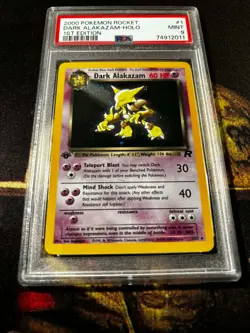 2000 POKEMON TEAM ROCKET 1ST EDITION #1/82 DARK ALAKAZAM HOLO PSA 9 TCG - Image 3
