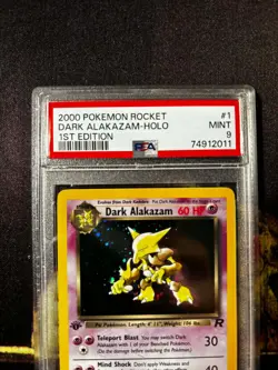 2000 POKEMON TEAM ROCKET 1ST EDITION #1/82 DARK ALAKAZAM HOLO PSA 9 TCG - Image 4