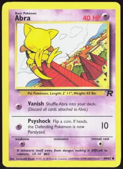 Team Rocket Abra 49/82 Common Pokemon Unlimited LP - Image 1