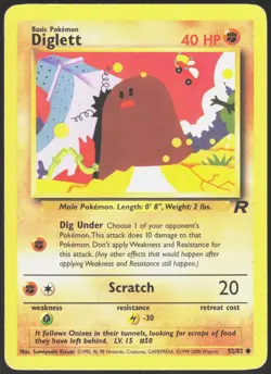 Team Rocket Diglett 52/82 Common Pokemon Unlimited MP - Image 1