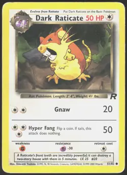 Team Rocket Dark Raticate 51/82 Common Pokemon Unlimited MP - Image 1